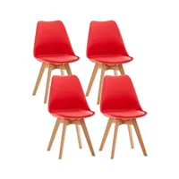 chaise clp trading clp lot de 4 chaises de cuisine linares , rouge/plastique