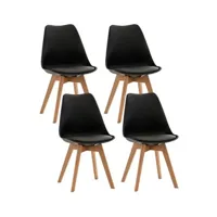 chaise clp trading clp lot de 4 chaises de cuisine linares , noir /plastique