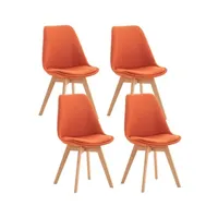 chaise clp trading clp lot de 4 chaises de cuisine linares , orange/tissu