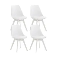 chaise clp trading clp lot de 4 chaises de cuisine linares , blanc / blanc/plastique