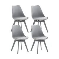 chaise clp trading clp lot de 4 chaises de cuisine linares , gris / gris/plastique