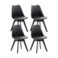 chaise clp trading clp lot de 4 chaises de cuisine linares , noir / noir/plastique