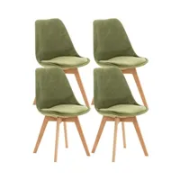 chaise clp trading clp lot de 4 chaises de cuisine linares , vert clair/velours