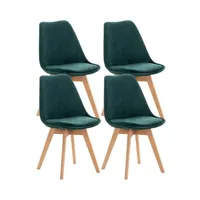 chaise clp trading clp lot de 4 chaises de cuisine linares , vert/velours