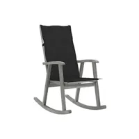rocking chair vidaxl chaise à bascule avec coussins gris bois d'acacia massif
