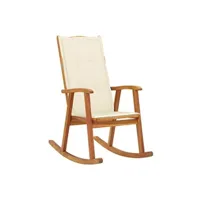 rocking chair vidaxl chaise à bascule avec coussins bois d'acacia massif