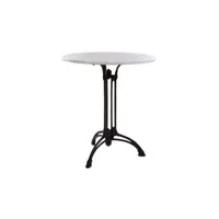 table de jardin blumfeldt patras-xl table de café style bistrot - plateau en marbre véritable 80cm - pied en fonte - noir