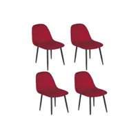 - lot de 4 chaises de table design velours inoui - rouge - inoui