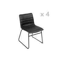 - lot de 4 chaises design industriel brooklyn - noir - brooklyn