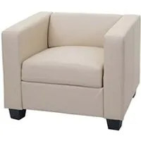 fauteuil de salon mendler fauteuil lounge lille 86x75x70cm similicuir crème
