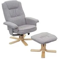 fauteuil de relaxation mendler fauteuil de télé m56, fauteuil de relaxation avec tabouret, tissu gris clair