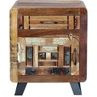 table de chevet pegane table de chevet en bois recycle / fer multicolore - longueur 50 x profondeur 40 x hauteur 60 cm - -