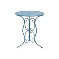 table de jardin aubry gaspard - table ronde en métal bleu