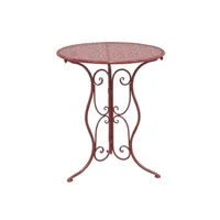table de jardin aubry gaspard - table ronde en métal rouge
