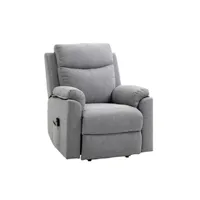 fauteuil de relaxation homcom fauteuil de relaxation électrique - fauteuil releveur inclinable avec repose-pied ajustable et télécommande - tissu polyester aspect lin gris clair