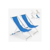 chaise longue - transat beach and garden design 2 chaises de plage pliantes réglables en aluminium riccione gold