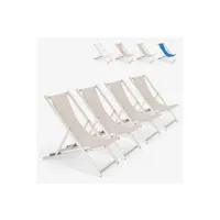 chaise longue - transat beach and garden design 4 chaises de plage pliantes réglables en aluminium riccione gold
