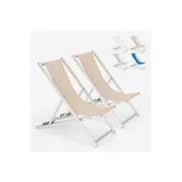 chaise longue - transat beach and garden design 2 chaises de plage pliantes réglables en aluminium riccione gold