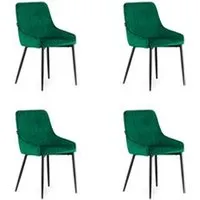 chaise hucoco monzas - lot de 4 chaises en velours style glamour - 82.5x58x49 vert