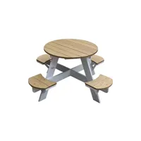 table de jardin axi table picnic ufo ronde brun blanc 120x120x56cm