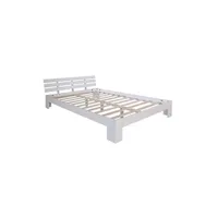 lit 2 places homestyle4u lit double en bois massif 160x200cm blanc pin lit futon a lattes cadre de lit