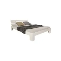lit 2 places homestyle4u lit double en bois massif 180x200cm blanc pin lit futon a lattes cadre de lit