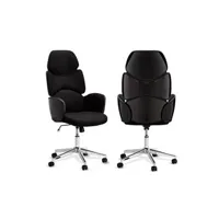 fauteuil de bureau furnhouse ibbe design turtle pivotant chaise de bureau en tissu noir ergonomique fauteuil de bureau à roulettes fonction bascule et réglable en hauteur,