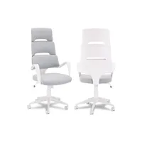 fauteuil de bureau furnhouse ibbe design domo pivotant chaise de bureau en tissu blanc, hauteur du siège 46-54 cm