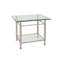 table d'appoint pegane table d'appoint en tube d'acier coloris optique inox, l58 x p43 x h52 cm --