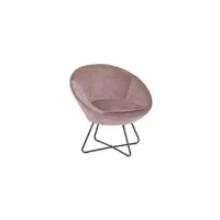 fauteuil de salon maison et styles fauteuil rond 82x71x81 cm en velours vieux rose - arrow