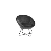 fauteuil de salon maison et styles fauteuil rond 82x71x81 cm en velours gris foncé - arrow