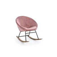 fauteuil de salon bizzotto fauteuil à bascule en velours vieux rose annika 74x77x h74 cm