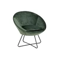 fauteuil de salon maison et styles fauteuil rond 82x71x81 cm en velours vert foncé - arrow