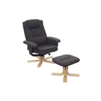 fauteuil de relaxation mendler fauteuil de télé m56, fauteuil de relaxation avec tabouret, tissu gris foncé