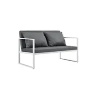 salon de jardin premium xl [casa.pro] canapé extérieur avec coussins armature métal polyester blanc 70 x 114 x 60 cm
