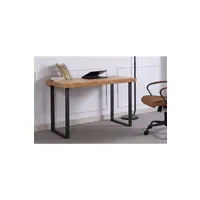 bureau droit pegane table de bureau coloris chêne nordique / pieds noir - longueur 120 x largeur 60 x hauteur 73 cm