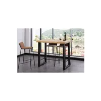 table haute pegane table haute en bois coloris chene nordique / pieds noir - longueur 120 x profondeur 70 x hauteur 100 cm