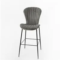chaise amadeus chaise de bar coquillage en velours gris (lot de 2) - - gris - tissu