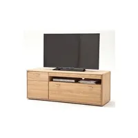 meubles tv pegane meuble tv coloris hêtre huilé - longueur 149 x hauteur 56 x profondeur 52 cm