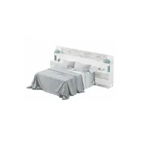 tête de lit pegane tete de lit + 2 tables de chevet avec 2 tiroirs coloris blanc artic/vintage - longueur 247 x hauteur 100 x profondeur 34 cm --