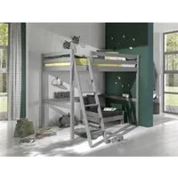lit mezzanine vipack lit mezzanine pino 140x200cm gris + fauteuil convertible en lit