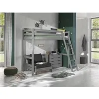 chambre complète enfant vipack lit mezzanine enfant pino + commode 4 tiroirs + fauteuil convertible en lit