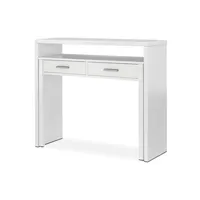 bureau droit pegane table console extensible convertible en bureau coloris blanc artik - longueur 98,5 x hauteur 87,5 x profondeur 36 - 70 cm