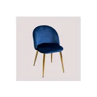 chaise sklum chaise de salle à manger en velours kana doré bleu 78 cm