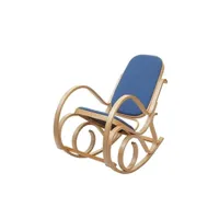 rocking chair mendler fauteuil à bascule m41, fauteuil tv, bois massif aspect chêne, bleu