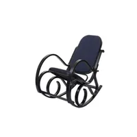 rocking chair mendler fauteuil à bascule m41 bois massif aspect noyer tissu textile gris anthracite