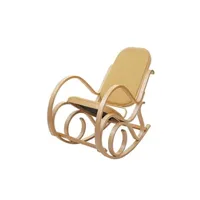 rocking chair mendler fauteuil à bascule m41, fauteuil tv, bois massif aspect chêne, jaune