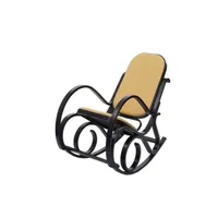 rocking chair mendler fauteuil à bascule m41, fauteuil tv, bois massif aspect noyer, tissu/textile jaune