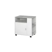 table haute pegane meuble de cuisine coloris blanc / gris béton - hauteur 84 x longueur 60 x profondeur 40 cm