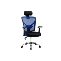 fauteuil de bureau vinsetto chaise de bureau manager grand confort réglable dossier inclinable piètement chromé tissu maille polyester bleu noir